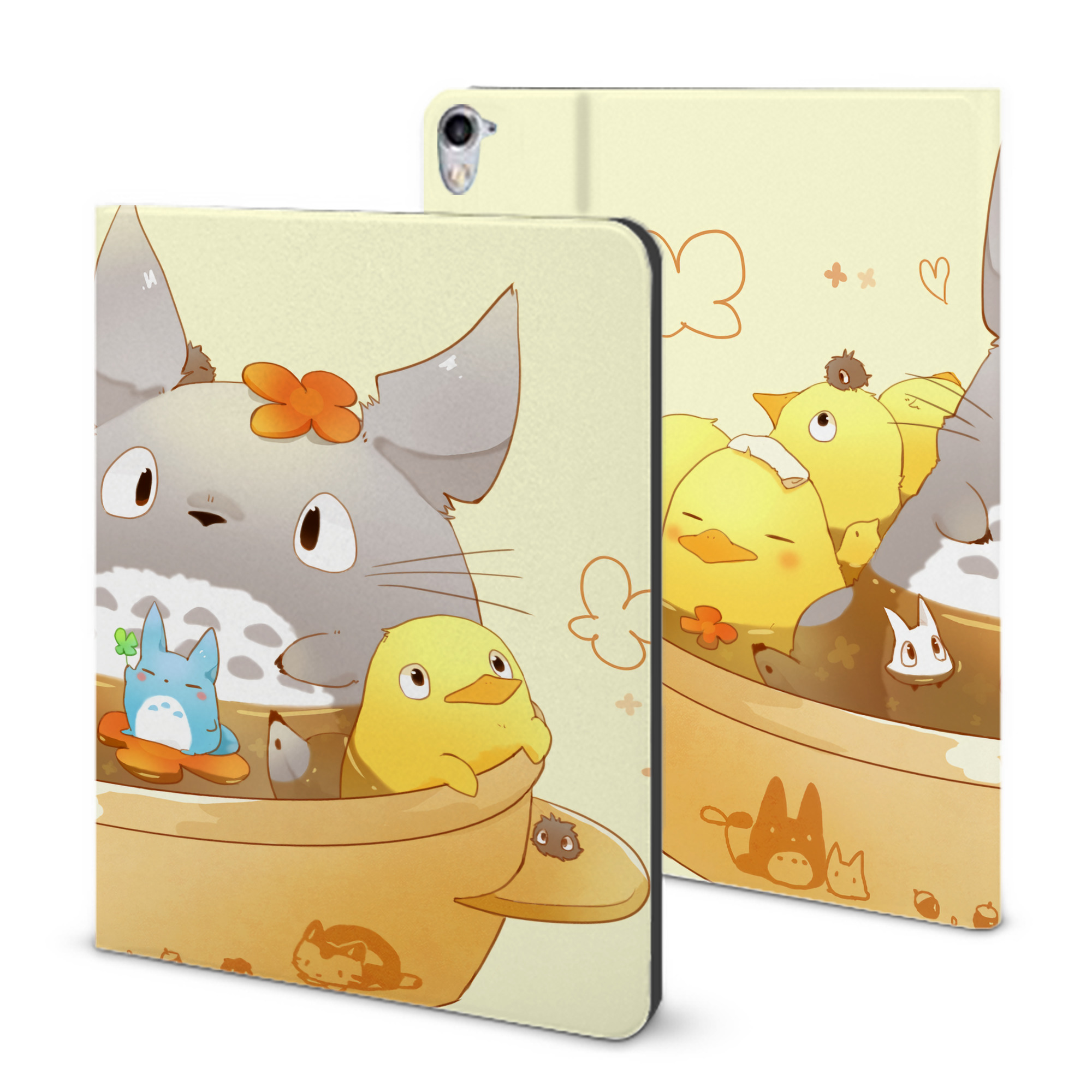 （画像用） となりのトトロ 草壁メイ 草壁サツキ My Neighbor Totoro Satsuki Kusakabe Mei Kusakabe IPad ケース ブック型 PUレザー TPU 耐衝撃 軽量 薄型 ペン収納なし 全面保護 IPad 各モデル対応